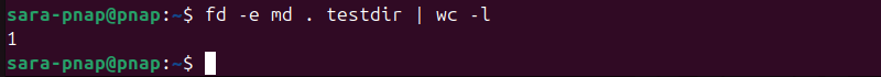 fd -e md . testdir | wc -l terminal output