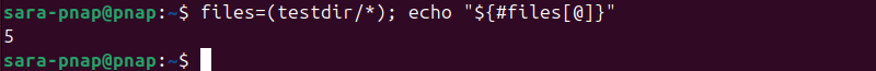 files=(testdir/*); echo "${#files[@]}" terminal output