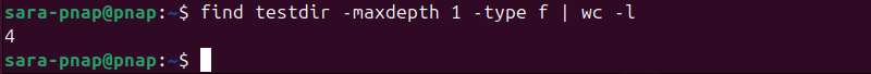 find testdir -maxdepth 1 -type f | wc -l terminal output