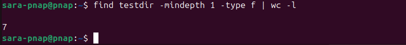 find testdir -mindepth 1 -type f | wc -l terminal output