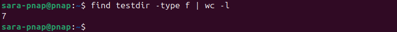 find testdir -type f | wc -l terminal output