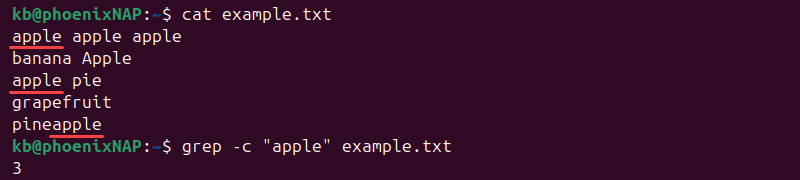 grep -c terminal output