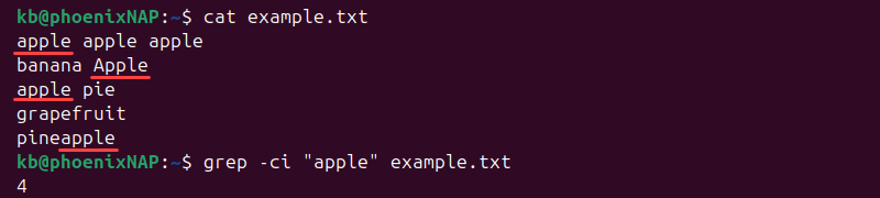 grep -ci terminal output