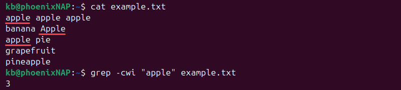 grep -cwi terminal output