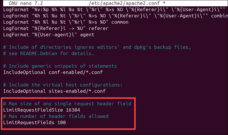 Increasing the header maximum size in Apache.