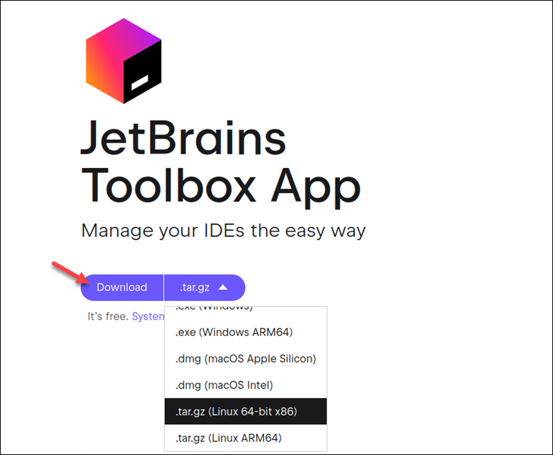 JetBrains Toolbox app Linux downloads