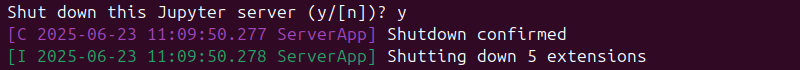 Jupyter Notebook server shutdown terminal output