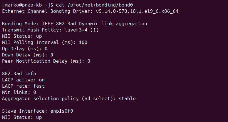 Viewing the bond0 interface file.