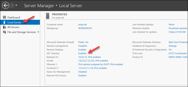 Local Server section in Server Manager.