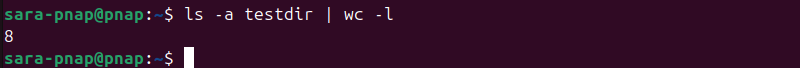 ls -a testdir | wc -l terminal  output