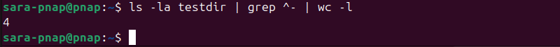 ls -la testdir | grep ^- | wc -l terminal output