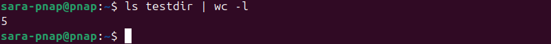 ls testdir | wc -l terminal output