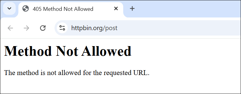 Method Not Allowed error.