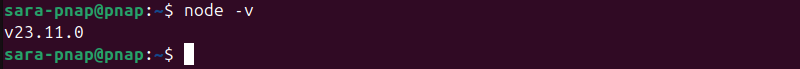 node -v terminal output