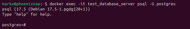 Connecting to a Postgresql database with docker exec.
