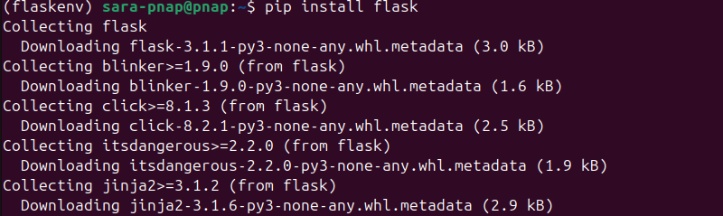 pip install flask terminal output