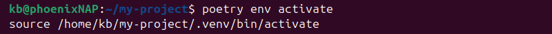 Activating the Poetry virtual environment.