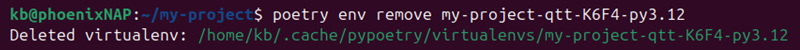 Deleting a global Poetry environment.