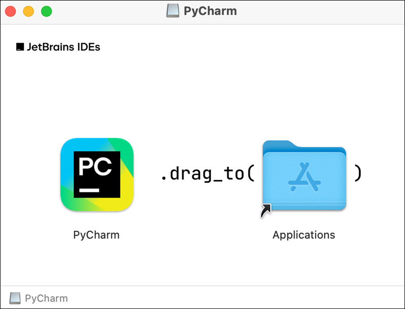 PyCharm app drag to Applications folder