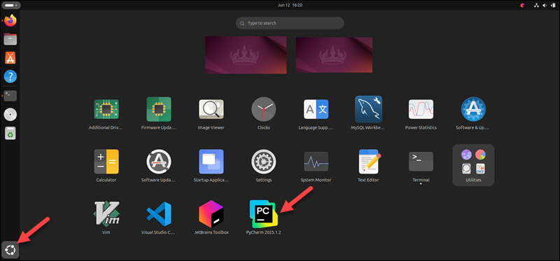 PyCharm apps launcher Linux