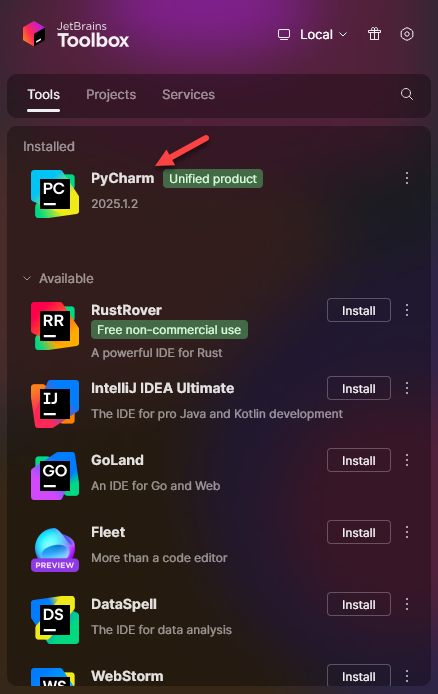 PyCharm installed