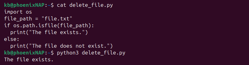 Check if a file exists with isfile() output