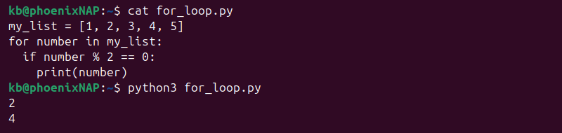 Python for loop and if statement output
