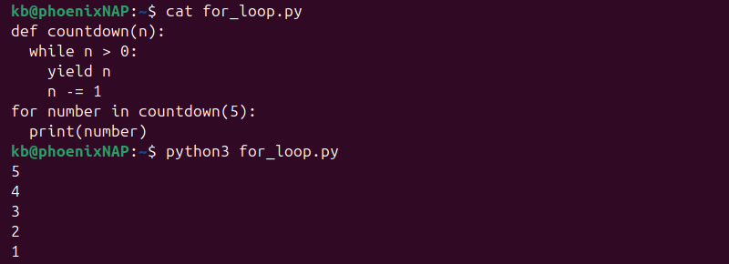 Python for loop generator function output