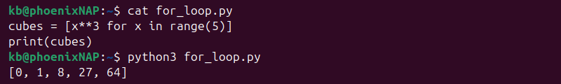 python for loop list comprehension output
