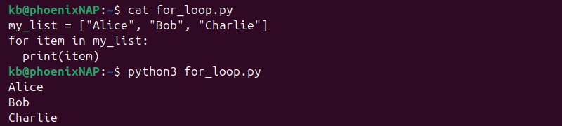 Python for loop list output