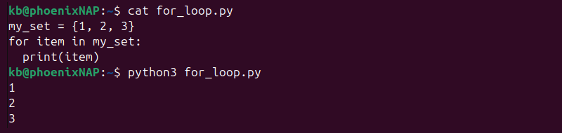 Python for loop set output