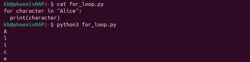 Python for loop string output