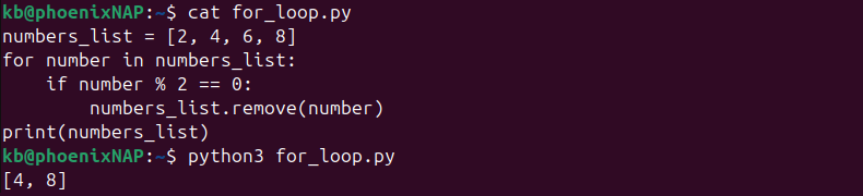 Removing from list while iterating Python output
