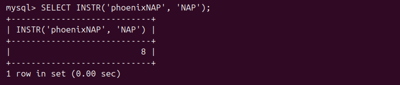 SELECT INSTR() substring MySQL output