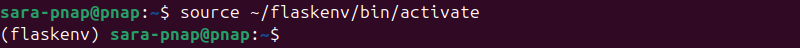 source ~/flaskenv/bin/activate terminal output