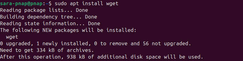 sudo apt install wget terminal output