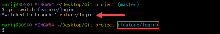 Switch a branch in Git.