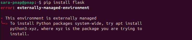 This environment is externally managed error terminal output