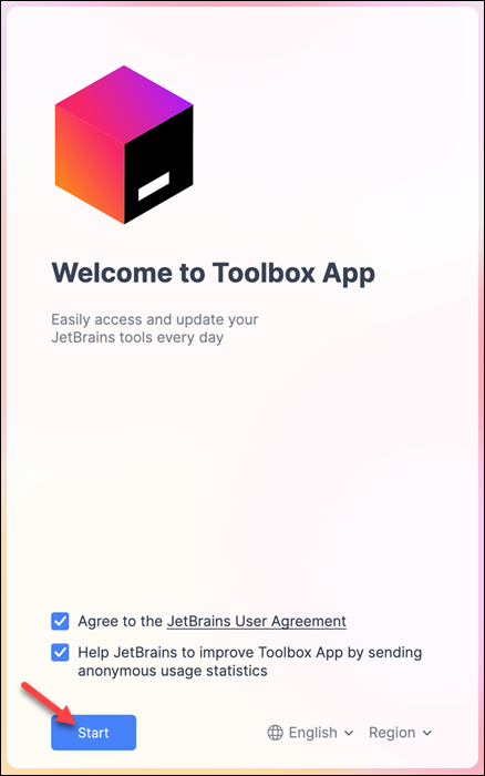 Toolbox app macOS first start