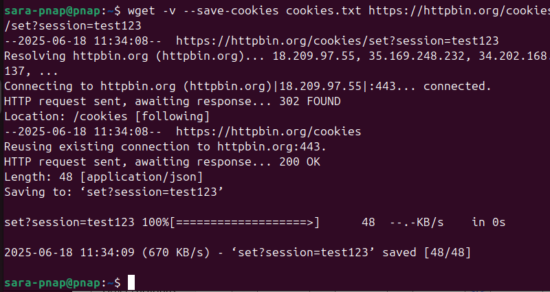 wget --save-cookies cookies.txt https://httpbin.org/cookies/set?session=test123