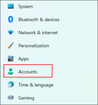 Accounts section