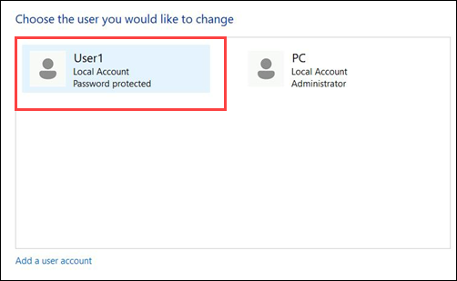 Choose User Account