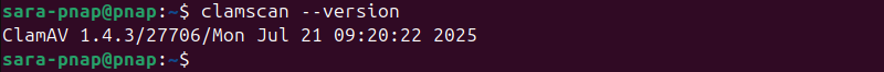 clamscan --version terminal output