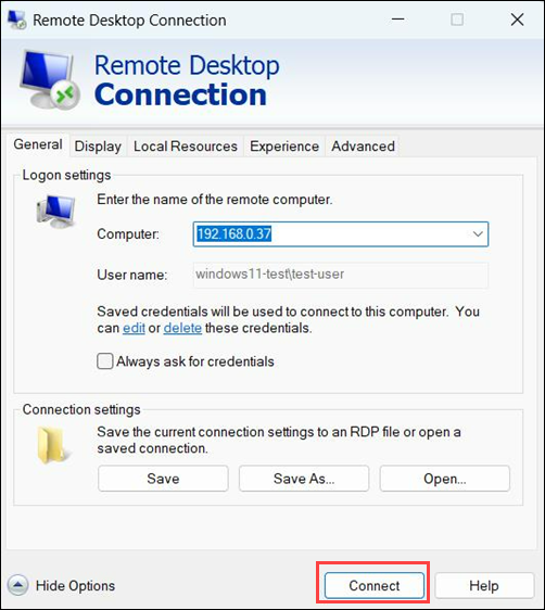 Click Connect
