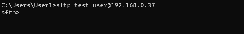 sftp test-user@192.168.0.37 command prompt output