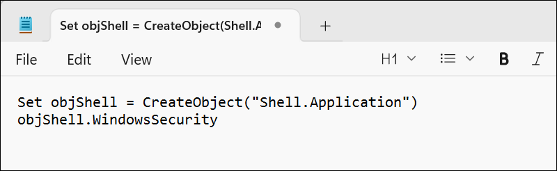 Create a .vbs file in Notepad