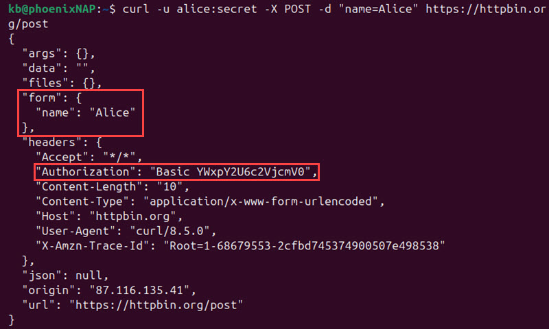 curl post user data and form data terminal output