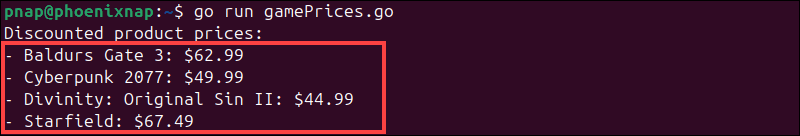 Deleting an item from the Go map.