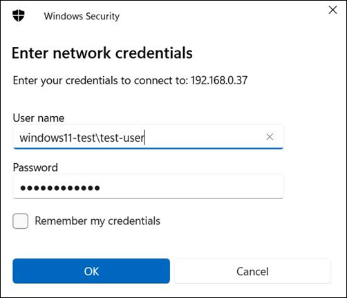 Enter Network Credentials