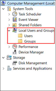expand Local Users and Groups